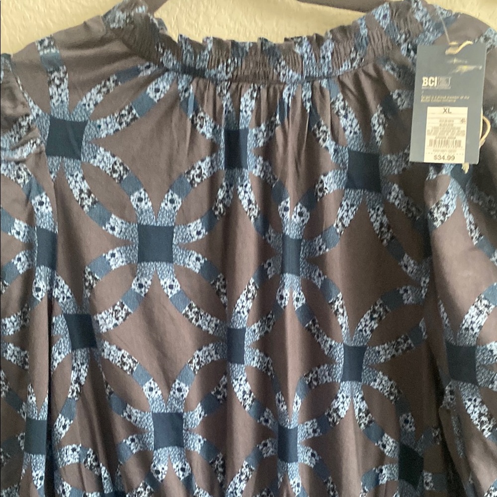 Target Blue Maxi Dress with Bishop Sleeves and Crew Neck